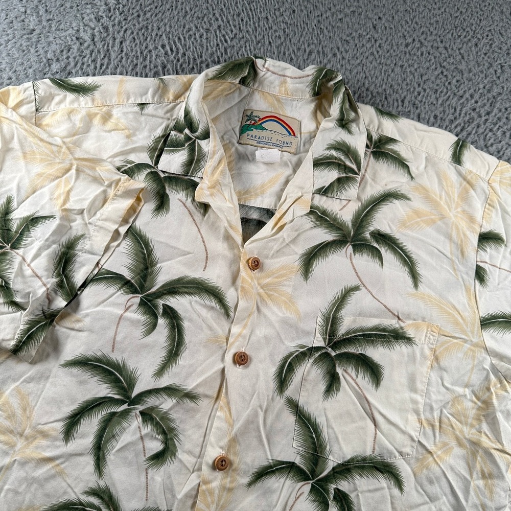 Paradise Found Men's Casual Camp Hawaiian Shirt‎ Large Rayon Palm Print